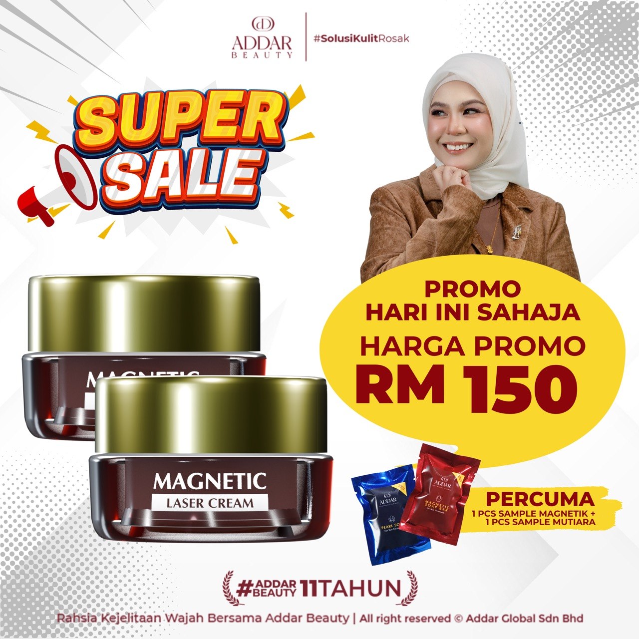 SS FTB - 2 MAGNETIC LASER CREAM + 1 FREE SAMPLE SABUN MAGNETIC + 1 FREE SAMPLE SABUN MUTIARA
