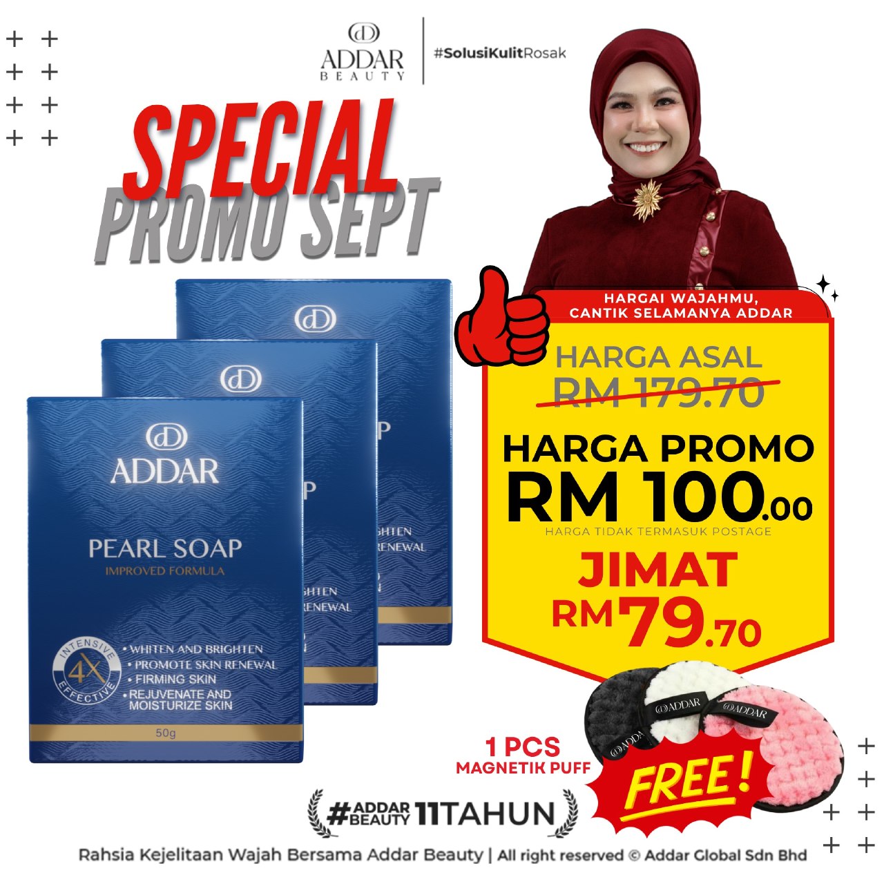 SPECIAL SEPT - 3 Pearl Soap + 1 Magnetic Puff (Free)