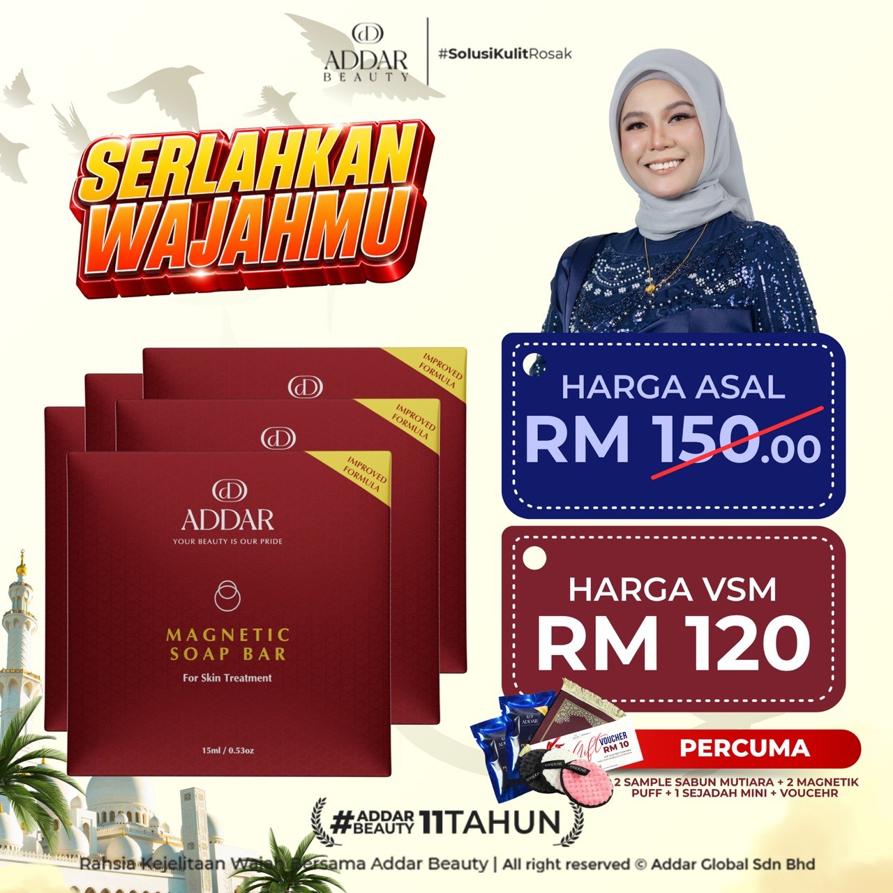 SW - 5 SABUN MAGNETIK + 2 SAMPLE SABUN MUTIARA + 2 MAGNETIK PUFF + 1 SEJADAH MINI