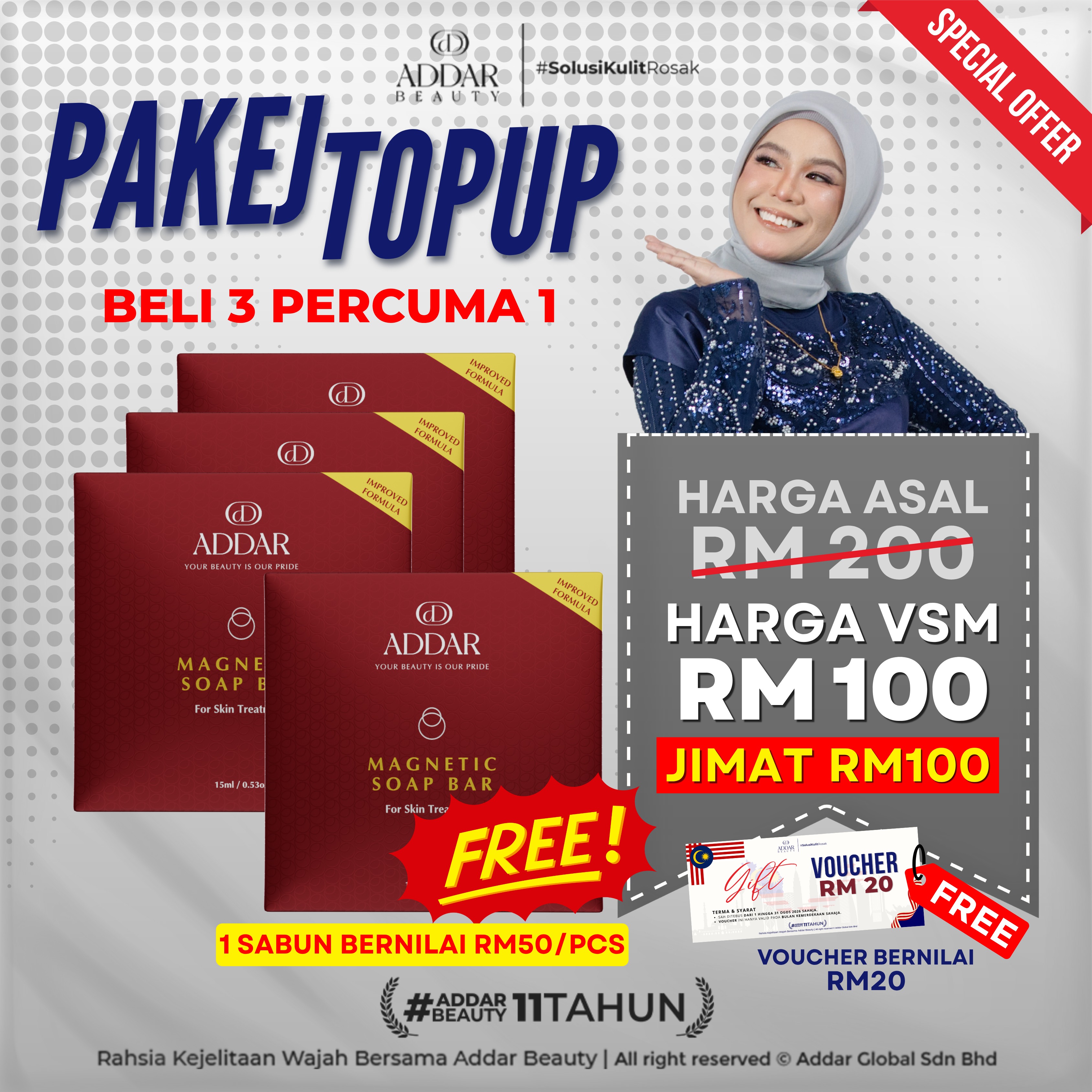 TOPUPJULY - 3 SABUN MAGNETIK + 1 PERCUMA SABUN MAGNETIK