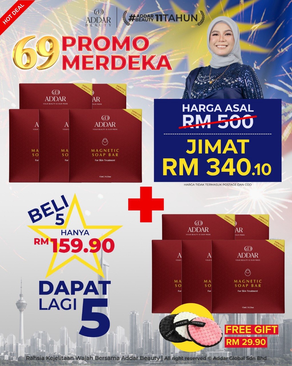 PROMO MERDEKA - 10 SABUN MAGNETIC + 2 MAGNETIC PUFF