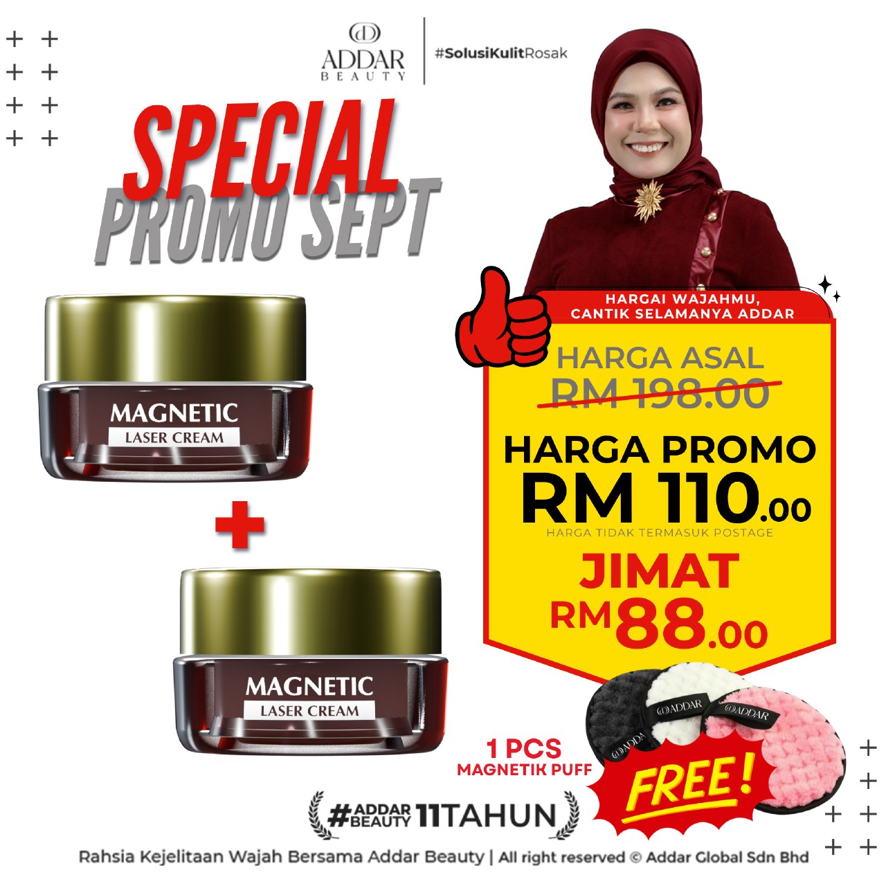 SPECIAL SEPT - 2 Magnetic Laser Cream + 1 Magnetic Puff (Free)