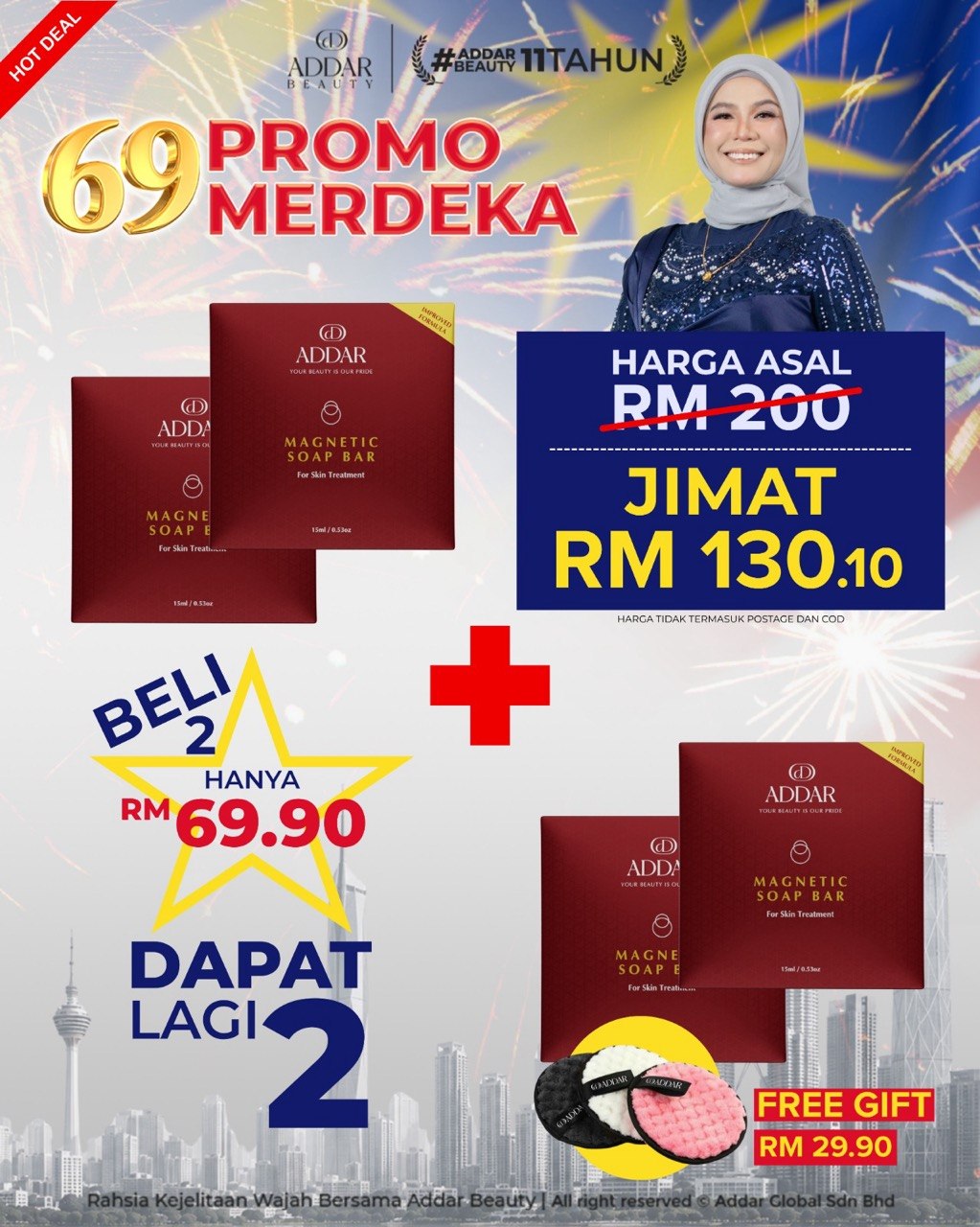 PROMO MERDEKA - 4 SABUN MAGNETIC + 2 MAGNETIC PUFF