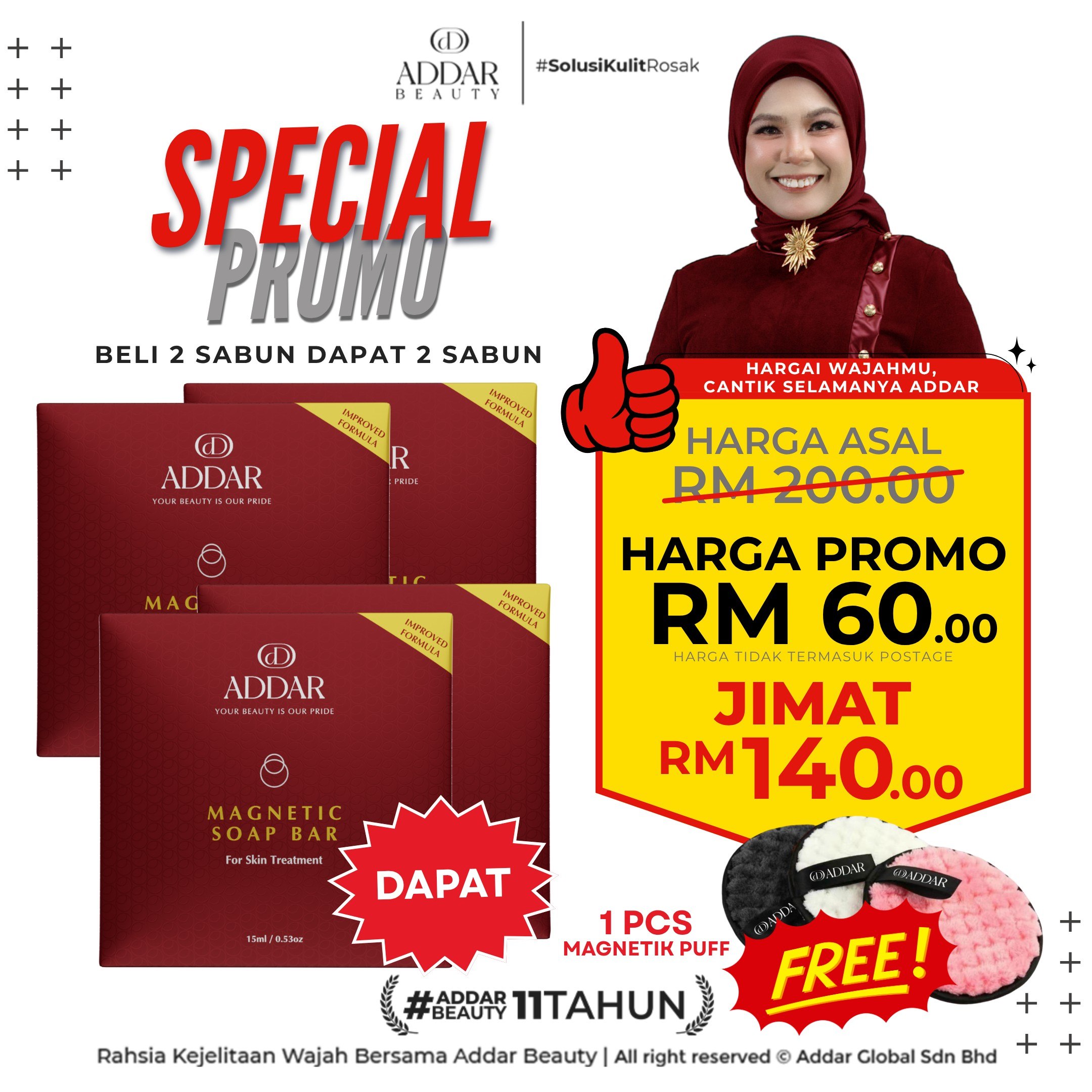 NB SPECIAL PROMO - 2 x Sabun Magnetic + 2 x Sabun Magnetic + 1 Magnetic Puff