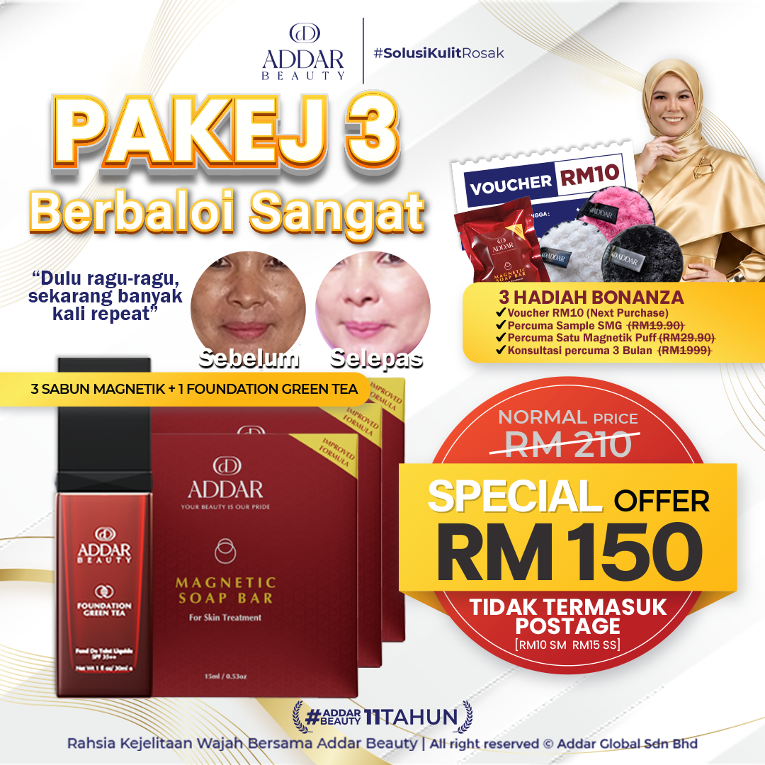 Pakej 3 - 3 Sabun Magnetic + 1 Foundation Green Tea