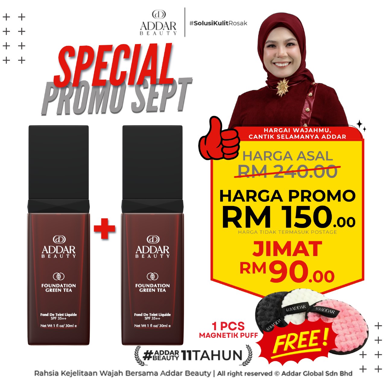 SPECIAL SEPT - 2 Foundation Green Tea + 1 Magnetic Puff (Free)