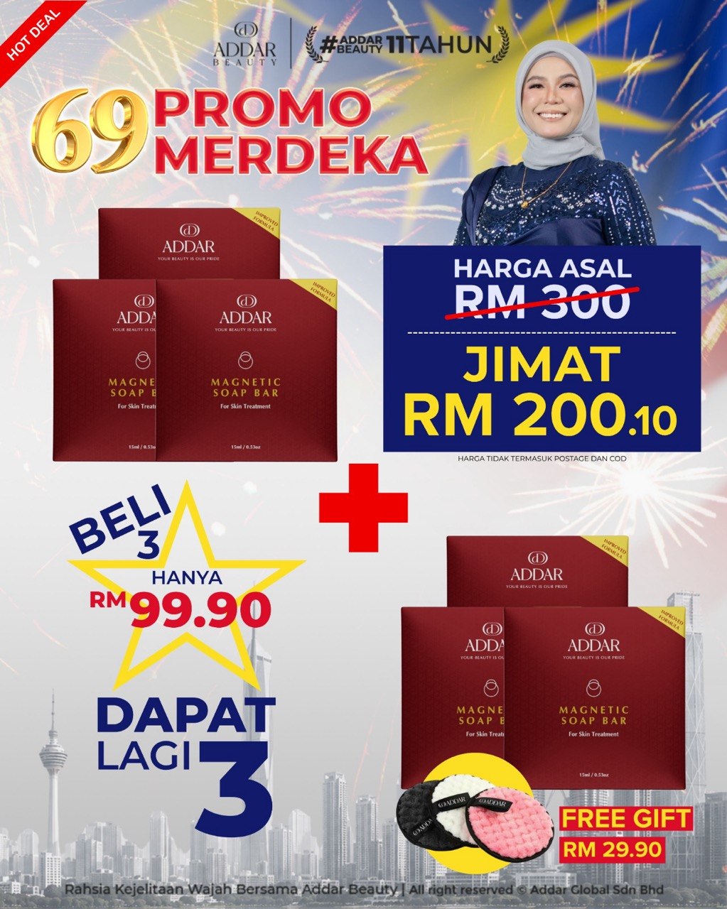 PROMO MERDEKA - 6 SABUN MAGNETIC + 2 MAGNETIC PUFF