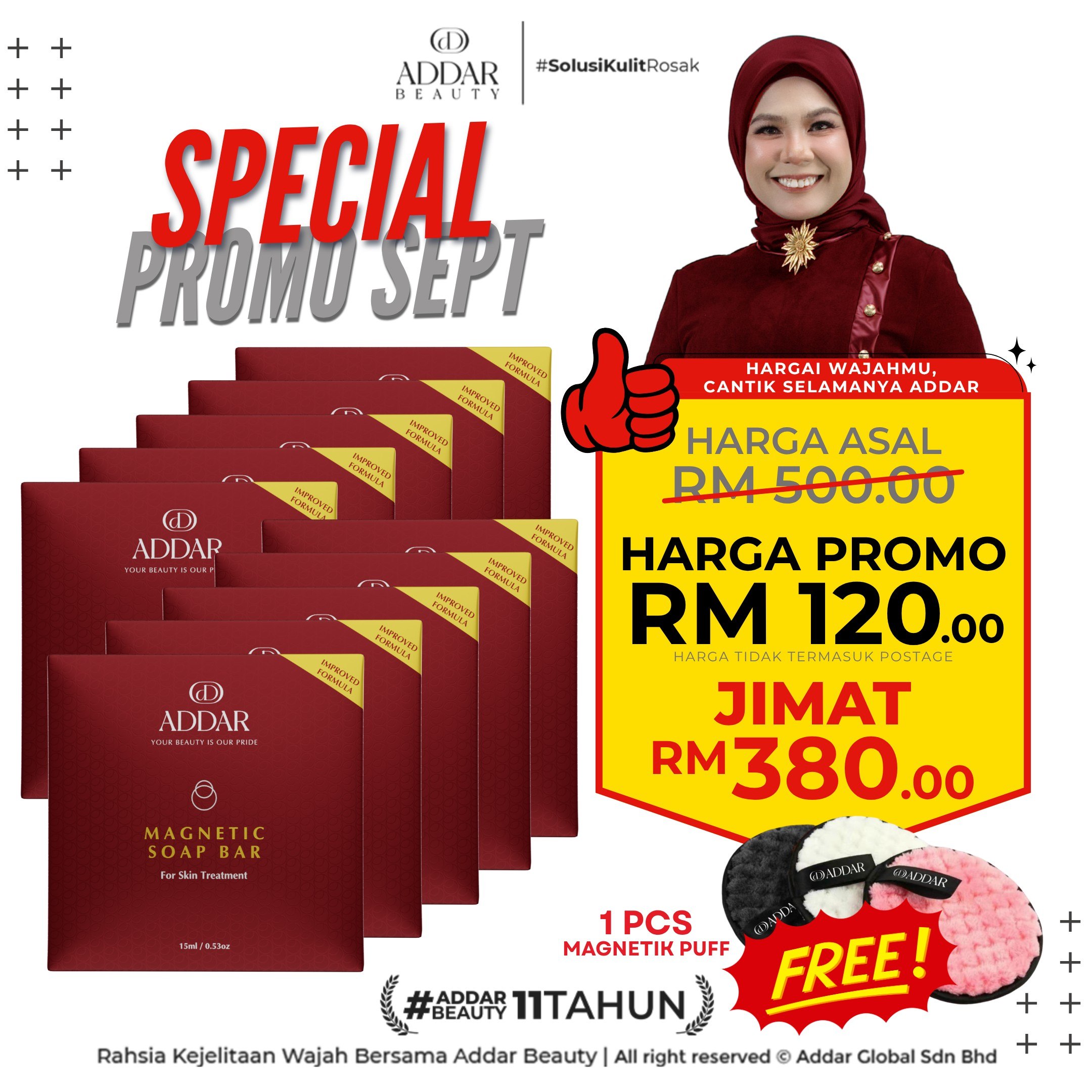 SPECIAL SEPT - 10 Sabun Magnetic + 1 Magnetic Puff (Free)
