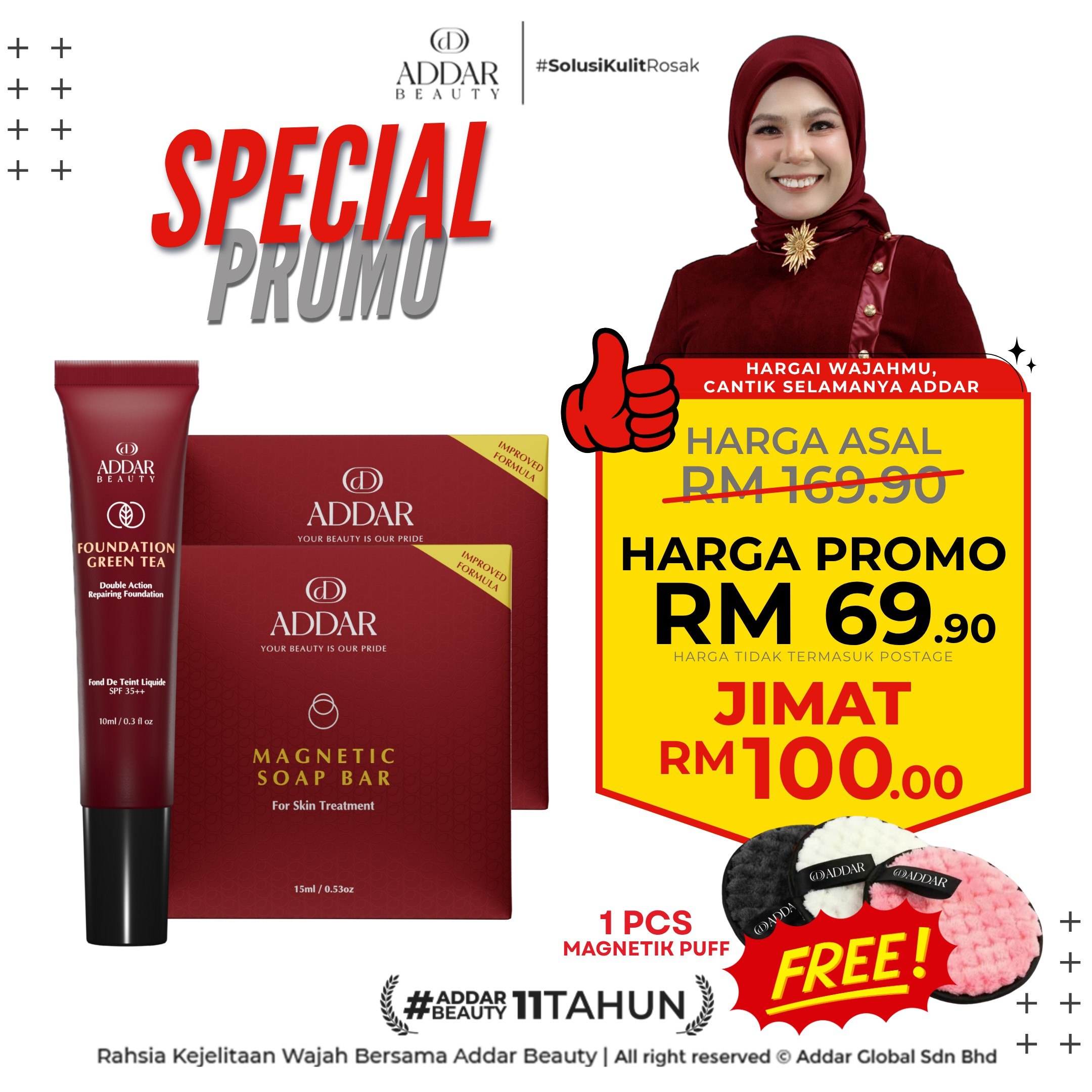 NB SPECIAL PROMO - 1 x Foundation Green Tea Travel + 2 x Sabun Magnetic + 1 x Magnetic Puff