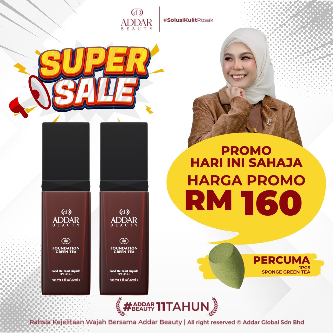 SS FTB - 2 FOUNDATION GREEN TEA + 1 SPONGE